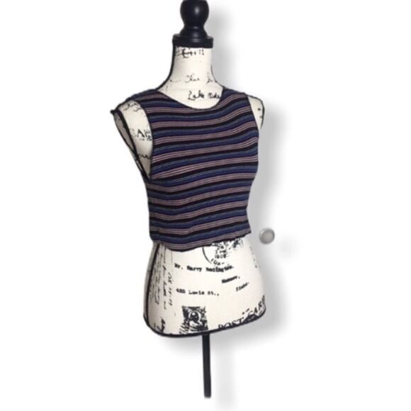 Zara Multicolor Ribbed Knit Striped Crop Top Size S Sleeveless Tank - Picture 1 of 4